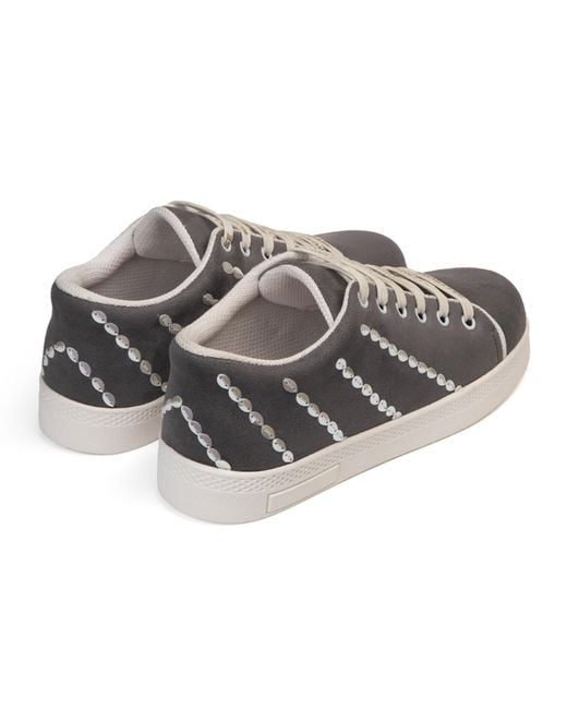 Rettrose Black Ivy Luxury Suede Handmade Embellished Tennis Shoe