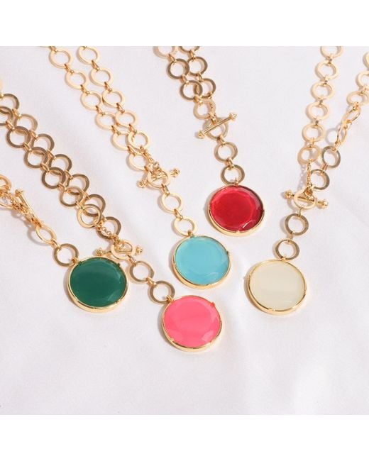 Lila Rasa Metallic London Crystal Pendant With Loop Chain & T-Lock Closure