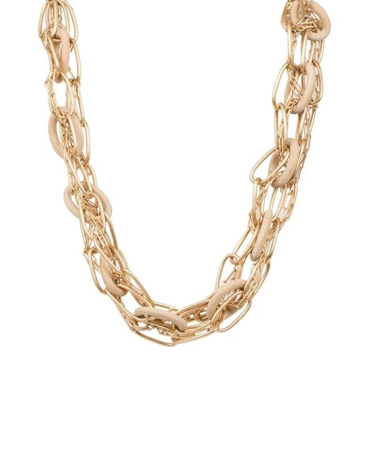 Saachi Metallic And Wood Chunky Chain Necklace