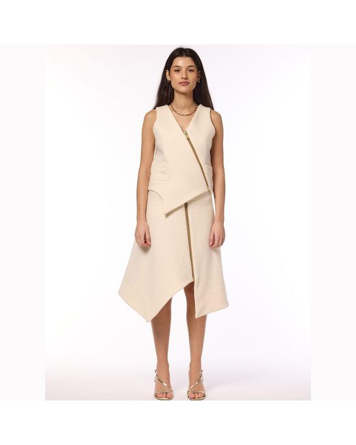 F.j.k by Farah Kadhimi Natural Angelina The Ivory Asymmetric Waistcoat With Golden Zip