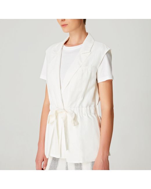 Smart and Joy White Waistcoat With Drawstring