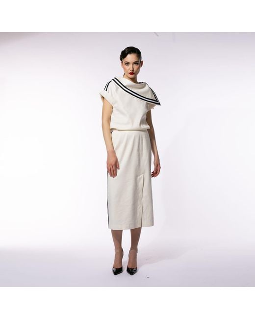 Larisa Dragna White Sailor Top With Removable Collar
