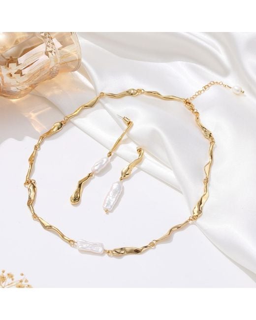 Classicharms Metallic Molten Baroque Pearl Necklace