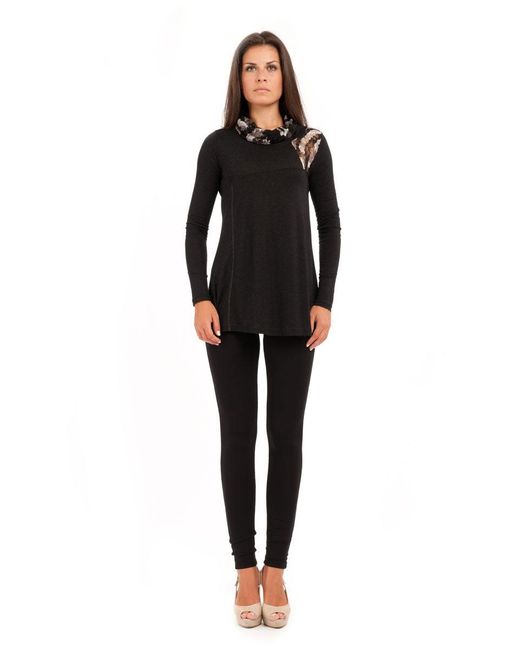Conquista Black Lace Detail Long Sleeve Top
