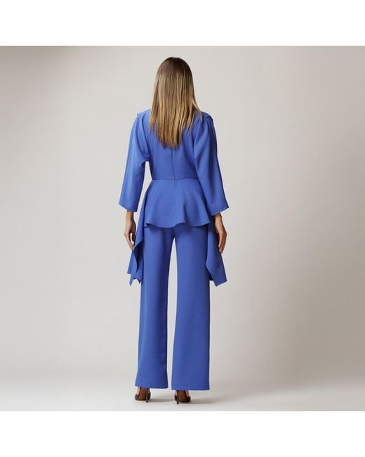 concept A trois Blue Structured Blouse With Ruffles