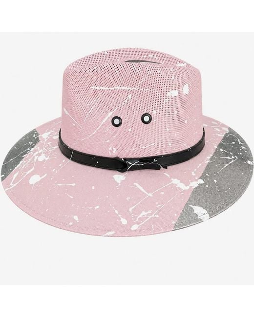 Bella Soul Pink Stardust Painted Jute Hat
