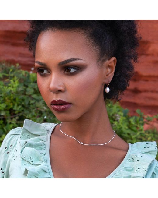 Lily & Roo Metallic Solid Single Pearl Choker Necklace
