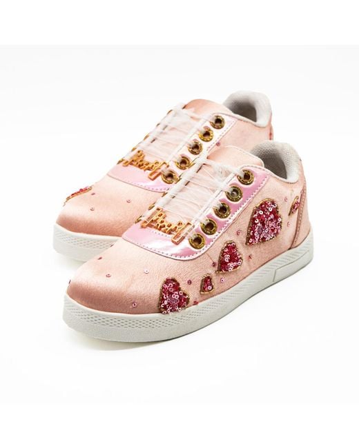 Rettrose Pink Neriah Luxury Satin Handmade Embellished Tennis Shoe