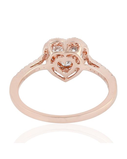Artisan Multicolor Rose Gold White Diamond Heart Shape Ring