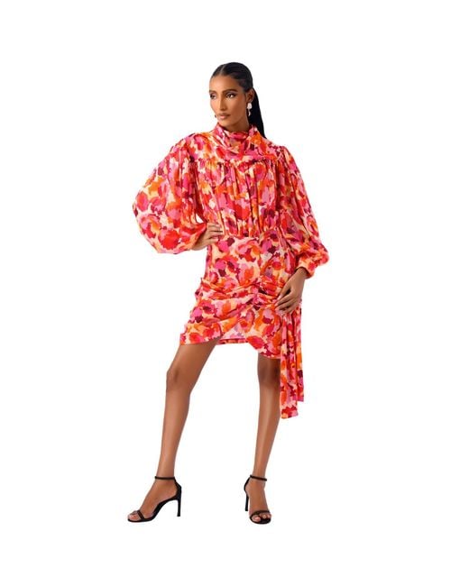 Freak Vault Red Solaris Draped Mini Dress