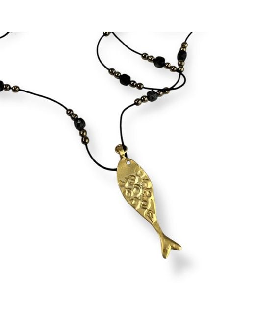 By Virgo Metallic Nerida Hematite Necklace