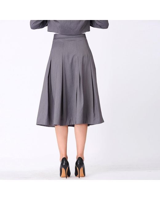 Smart and Joy Gray Flared Pleats Skirt