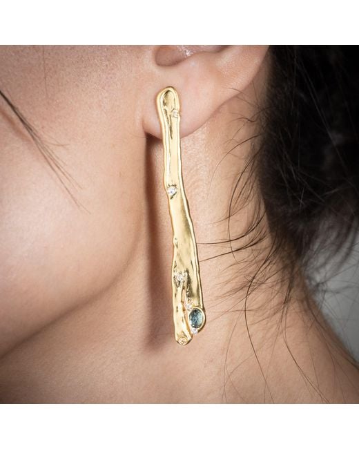 Rare Matters Jewelry Metallic Natural Asymmetry Linear Earrings