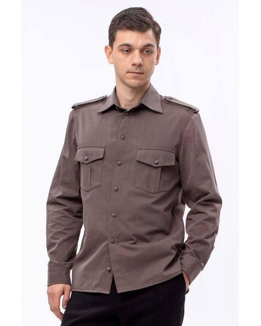 Maison Bogomil Brown Military Shirt for men