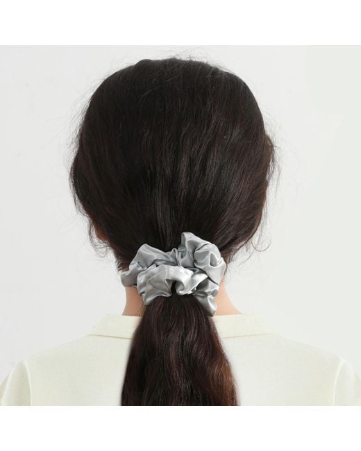 Soft Strokes Silk Metallic Pure Mulberry Silk French Scrunchie Set Of Five