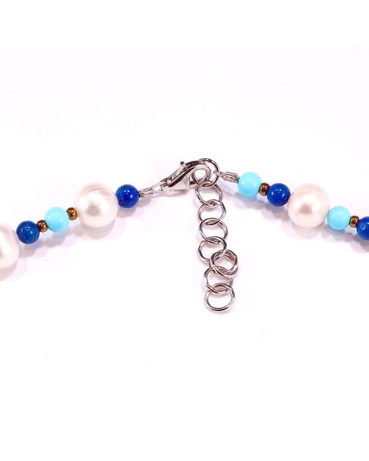 Mineralgems•Studio Blue Pearl Necklace With And Lapis Lazuli Beads for men