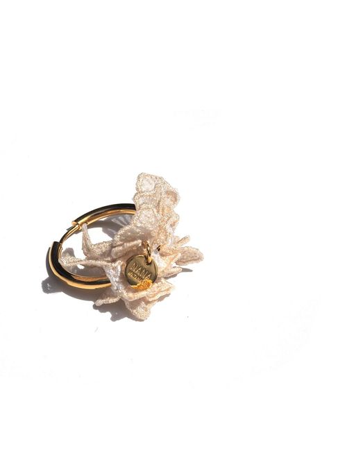 Nana Watanabe Metallic Swell Wave-Inspired Embroidered Earrings