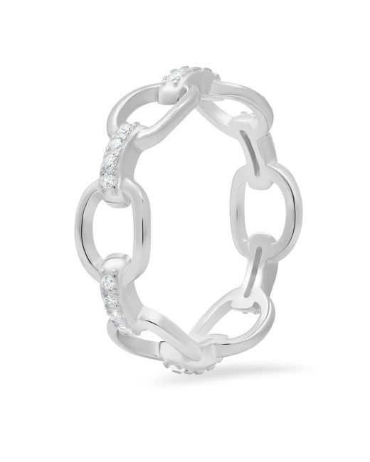 Kylie Harper Metallic Diamond Cz Paper Clip Band Ring