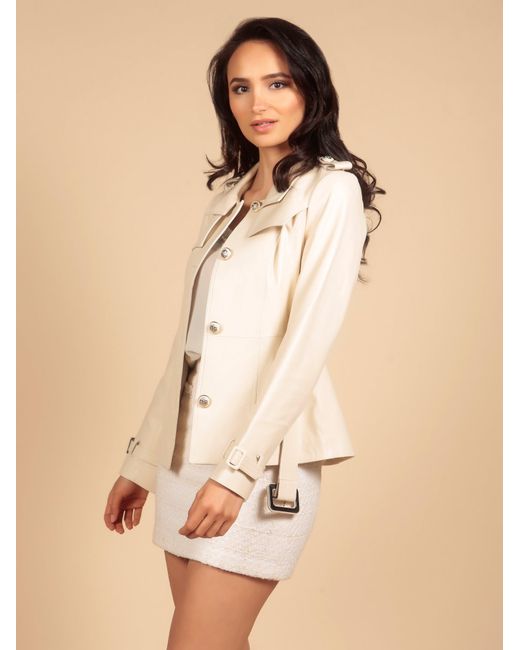 Santinni Natural Neutrals Bardot 100% Leather Jacket