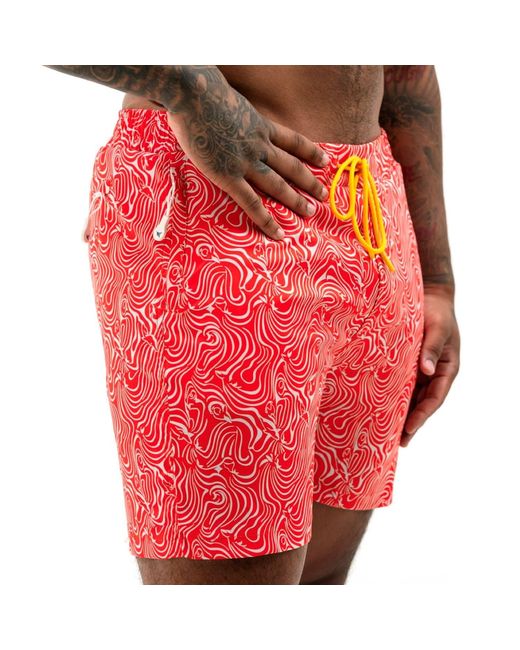 Live Kolibri Red Abstract Cherry Swim Trunks for men