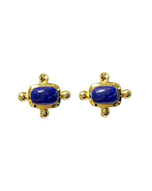 Mirabelle Blue Beatriz Lapis Lazuli Cabochon Stud Earrings