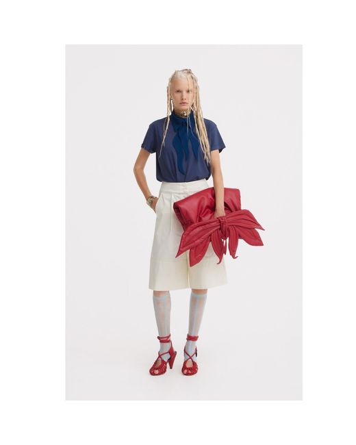 Julia Allert Red Petal Faux Leather Evening Clutch Bag