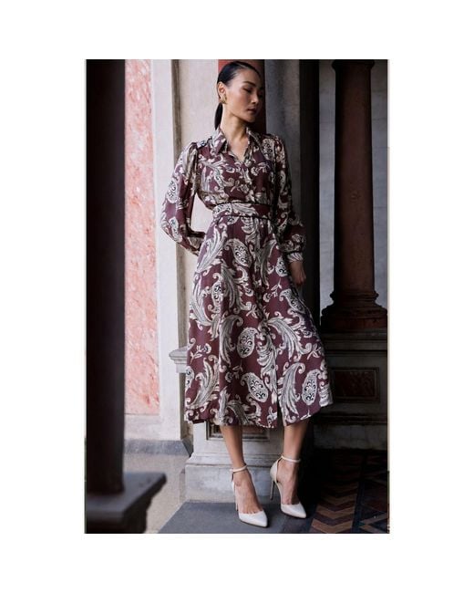 SACHA DRAKE Brown Neutrals Vanessa Shirtmaker Dress