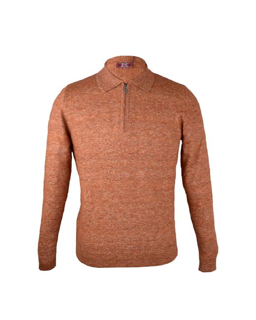 DAVID WEJ Brown Jayden Wool Polo Jumper – Burnt for men