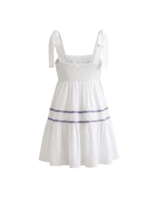Modenaire White Neutrals Tiered Mini Dress Soft Empire Form
