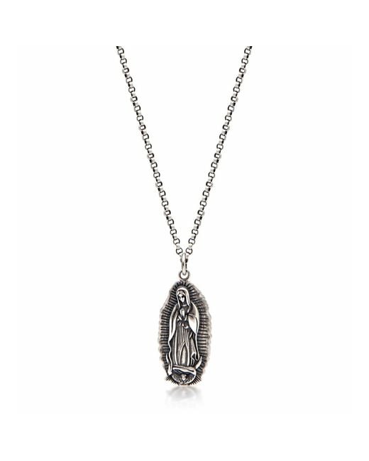 Nialaya Metallic Our Lady Of Guadalupe Sterling Pendant Necklace for men