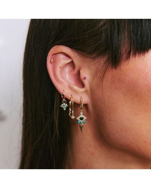Zohreh Metallic Celestial Diamond Charm Hoop Earring Pair 9K