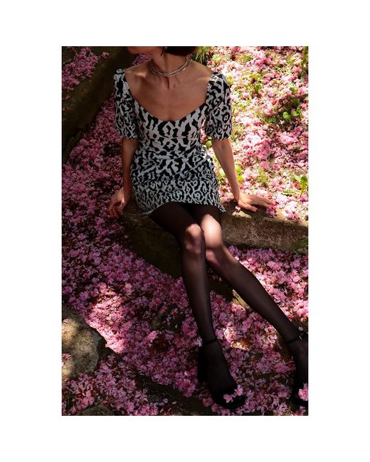 2KStyle Black Ciana A-Line Animal Print Jacquard Mini Dress