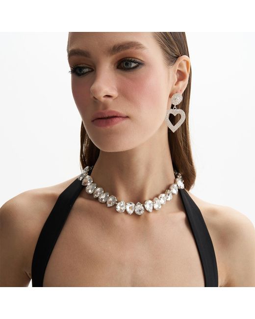 Maison De Gala Metallic Amy Crystal Heart Drop Earring