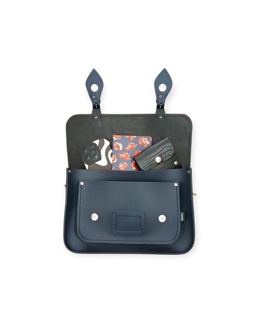 Zatchels Blue Handmade Leather Satchel 13 Inch