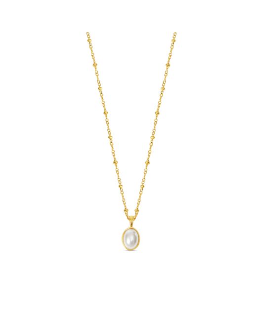 Esterah Metallic Oval Pearl Bezel Necklace