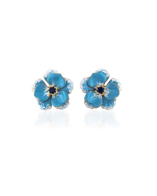 Milou Jewelry Blue Light Viola Flower Earrings