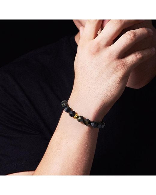 AWNL Black Onyx & Golden Obsidian Macrame Bracelet for men