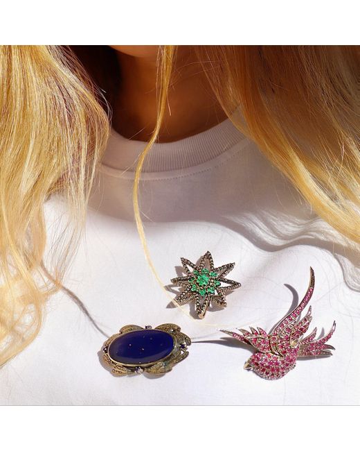 Mineralgems•Studio Green Star Brooch With Emerald