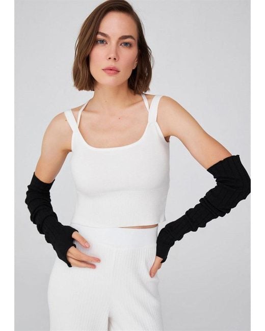 Peraluna White Strap Knitwear Bustier
