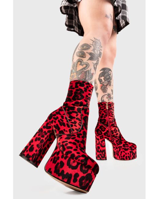 Lamoda Red Adore You Platform Ankle Boots