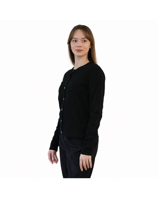 Nuvv Collection Black Fine Knit Cardigan With Buttons Wool And Cashmere Blend Italian Yarn