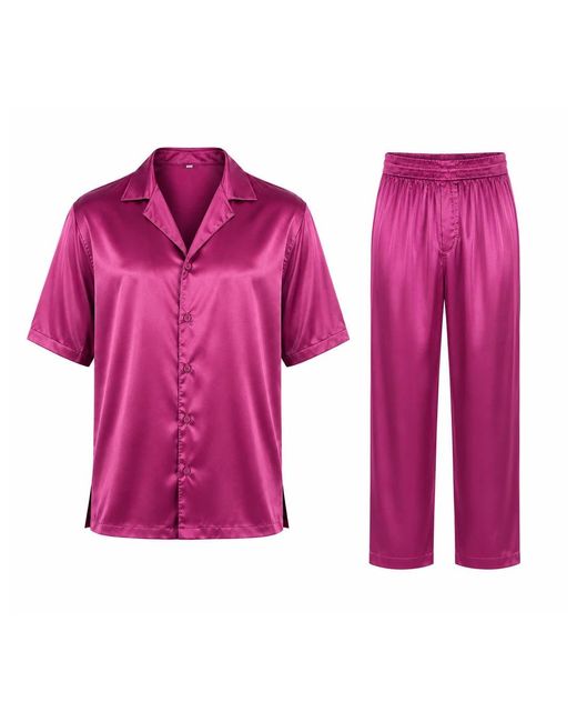 Hustle Purple Flying Dragon Satin-Set for men