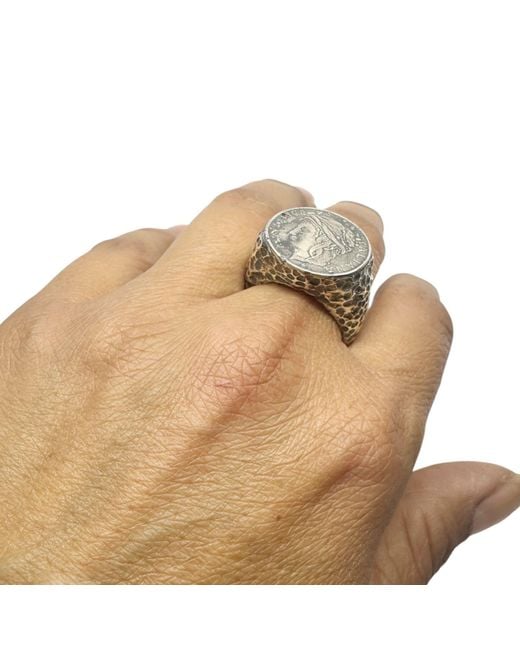 Tg-Jewellery by Tamara Gervasio Multicolor Roman Lira Coin Signet Ring – Sterling Artisan Design for men