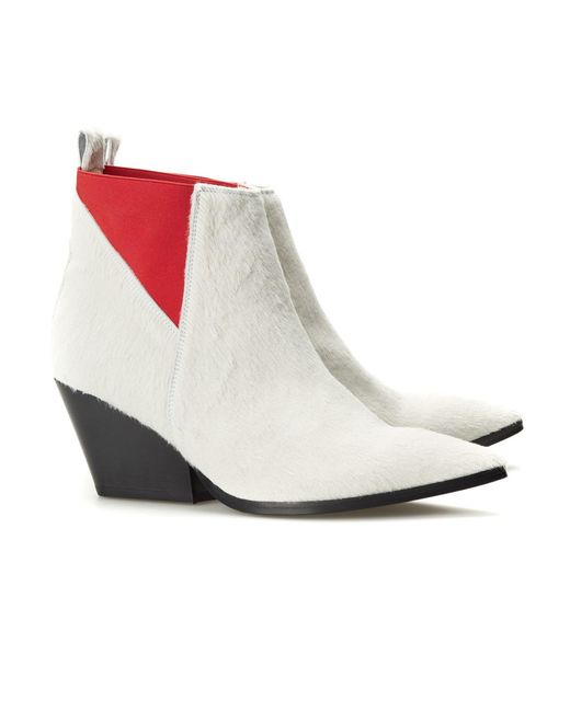 Rosamund Muir London White Fortuna Off Calfhair & Ankle Boots