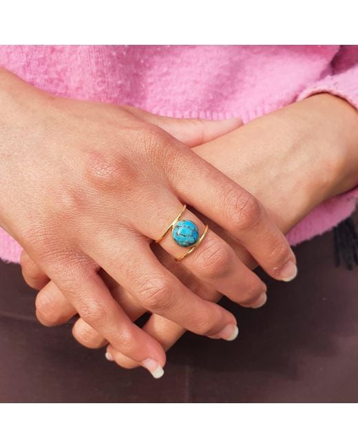 Harfi Blue Gemstone Vermeil Played Statement Ring