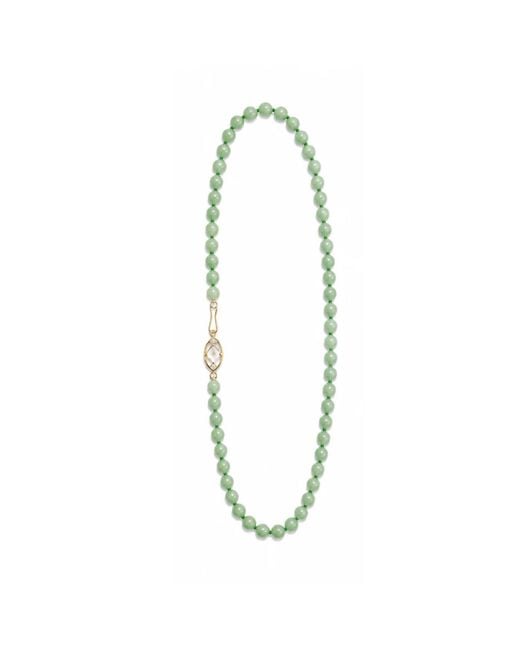 Inari Jewellery Green Quartz Side-Clasp Necklace With Rose Quartz Portrait Charm