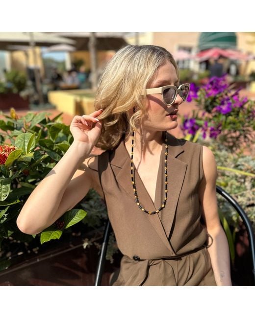 Farra Black Colorful Gemstone Multi-Way Glasses Chain
