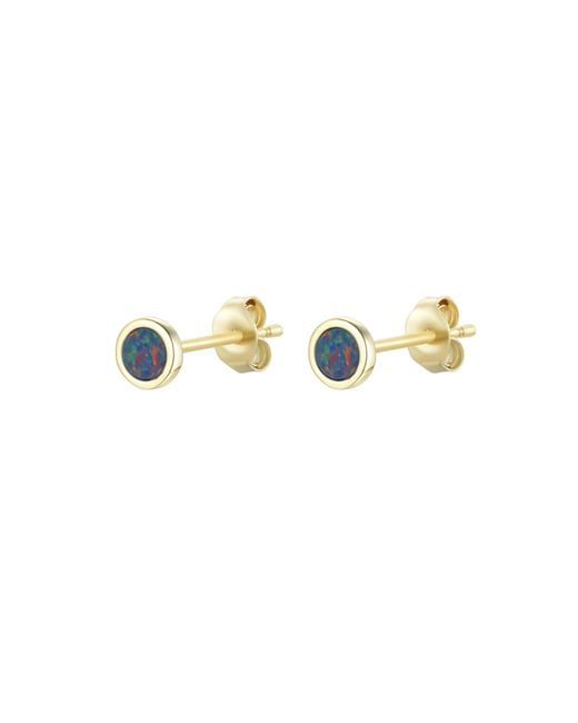 KAMARIA Blue Round Opal Stud Earrings