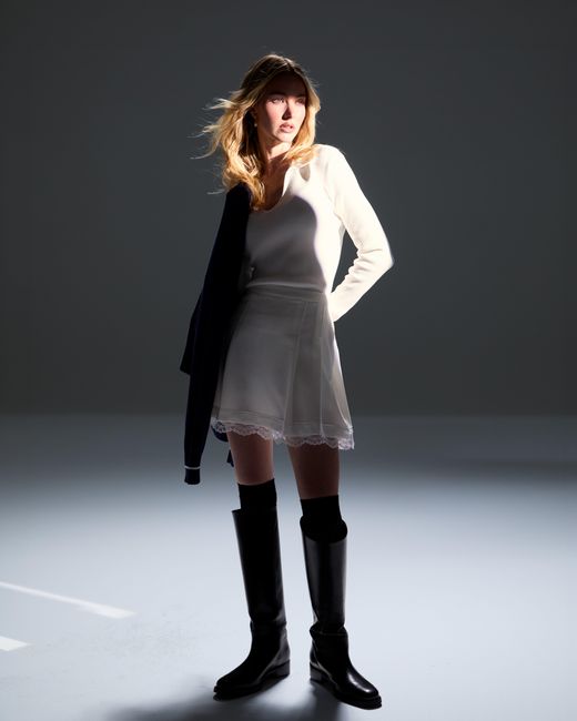 Victoria Paulsen White Samantha Long Sleeve Knit Polo