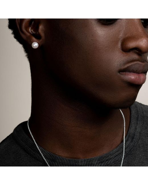 Dower & Hall White Single Freshwater Luna Pearl Stud for men